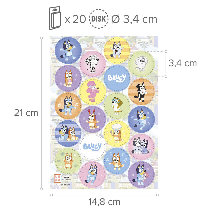Muffinaufleger Bluey & Bingo, Esspapier, edible disc - besonders farbecht, 20 Stück