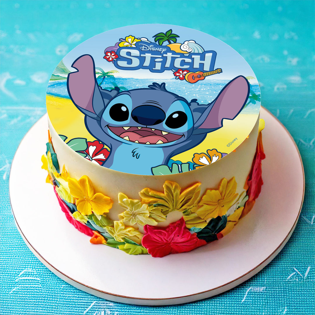 Lilo-&-Stitch-Tortenaufleger-brillante-Farben-essbar-Ø-20-cm