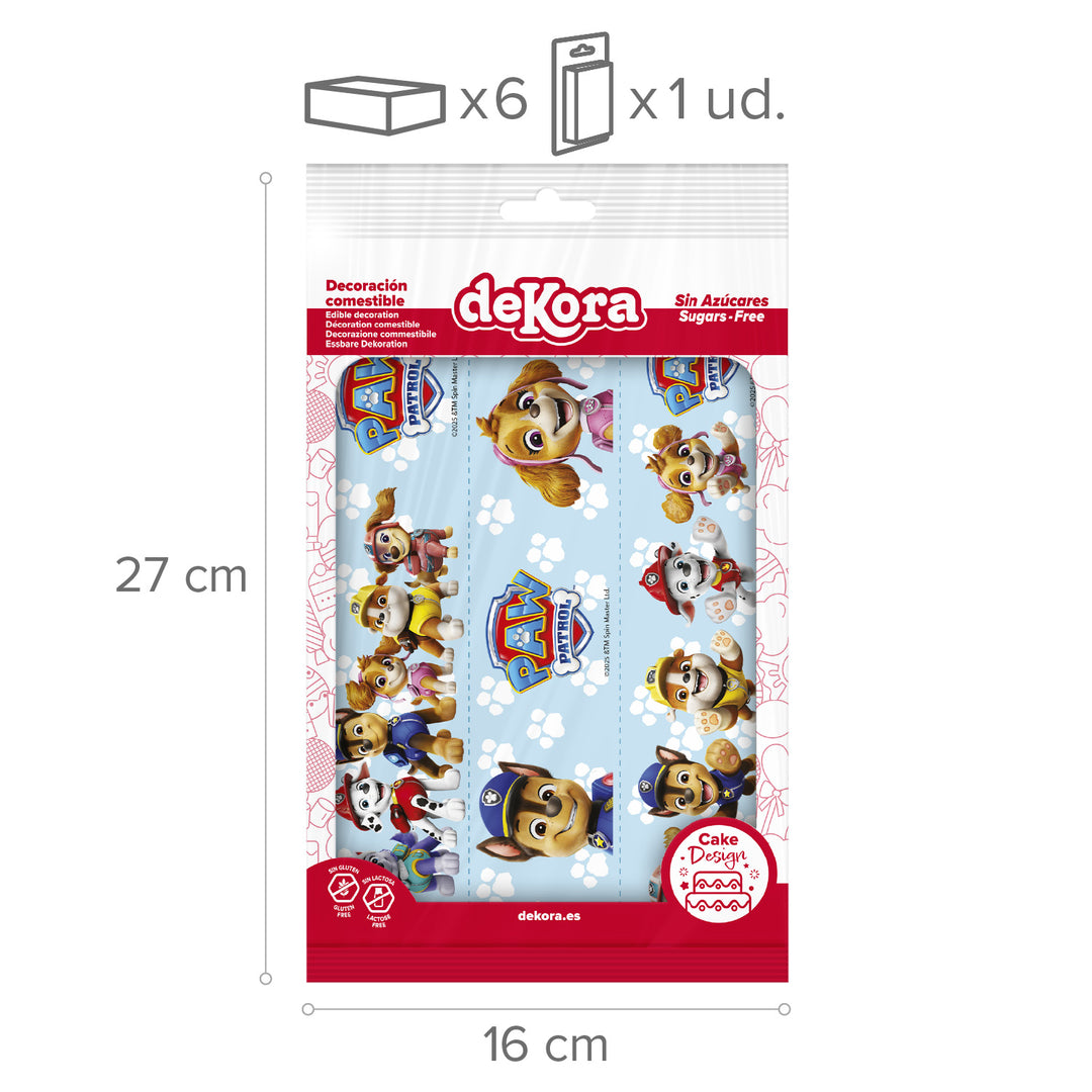 Tortenband Paw Patrol aus Esspapier, 1 Bogen mit 3 Streifen