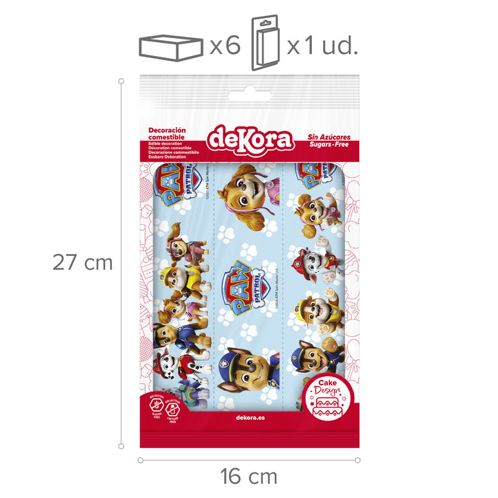 Tortenband Paw Patrol aus Esspapier, 1 Bogen mit 3 Streifen