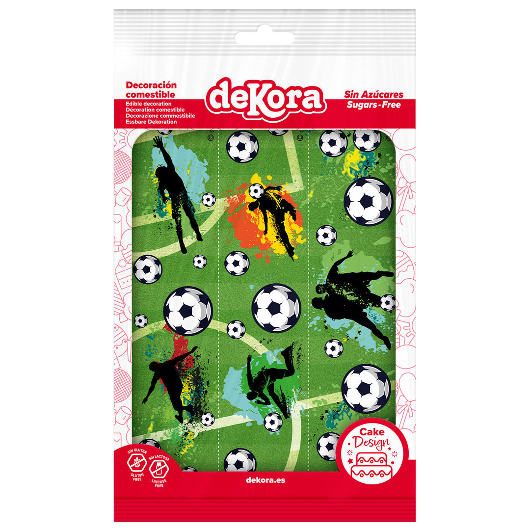 Essbares Tortenband Fussball, farbecht & ohne Zucker, 1 Bogen A5