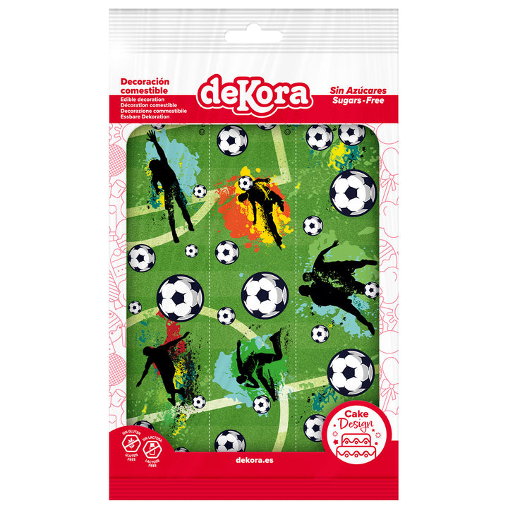 Essbares Tortenband Fussball, farbecht & ohne Zucker, 1 Bogen A5