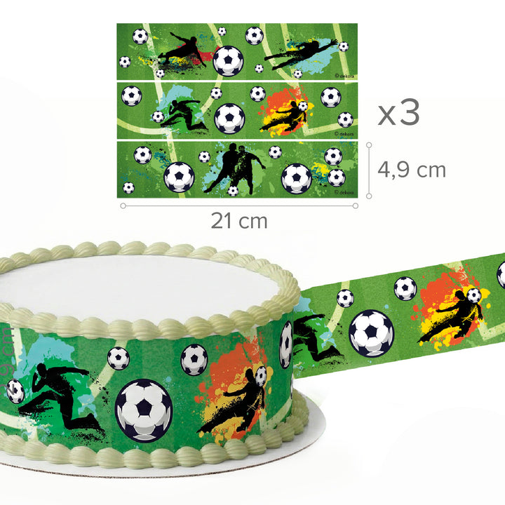 Essbares Tortenband Fussball, farbecht & ohne Zucker, 1 Bogen A5