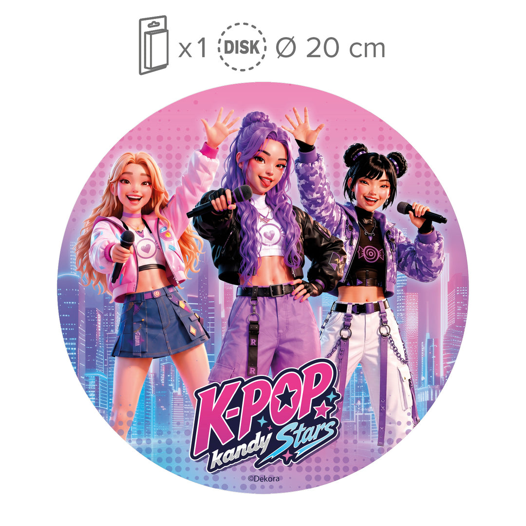 Tortenaufleger K-Pop Kandy Stars, Esspapier, besonders farbecht, Ø 20 cm
