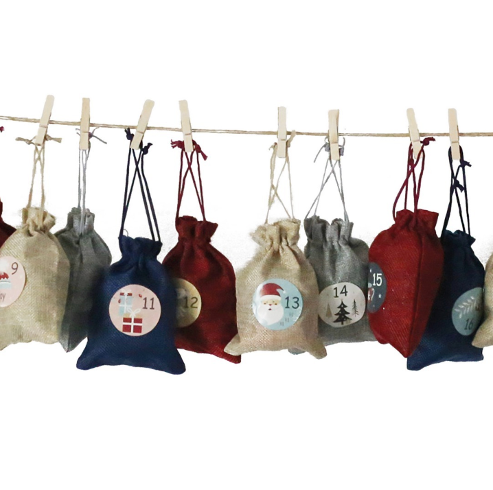 DIY-Advent-Kalender-Girlande-inkl-Tütchen-&-Sticker-Tüten:-24er-10-x-14cm;-Girlande:-10m