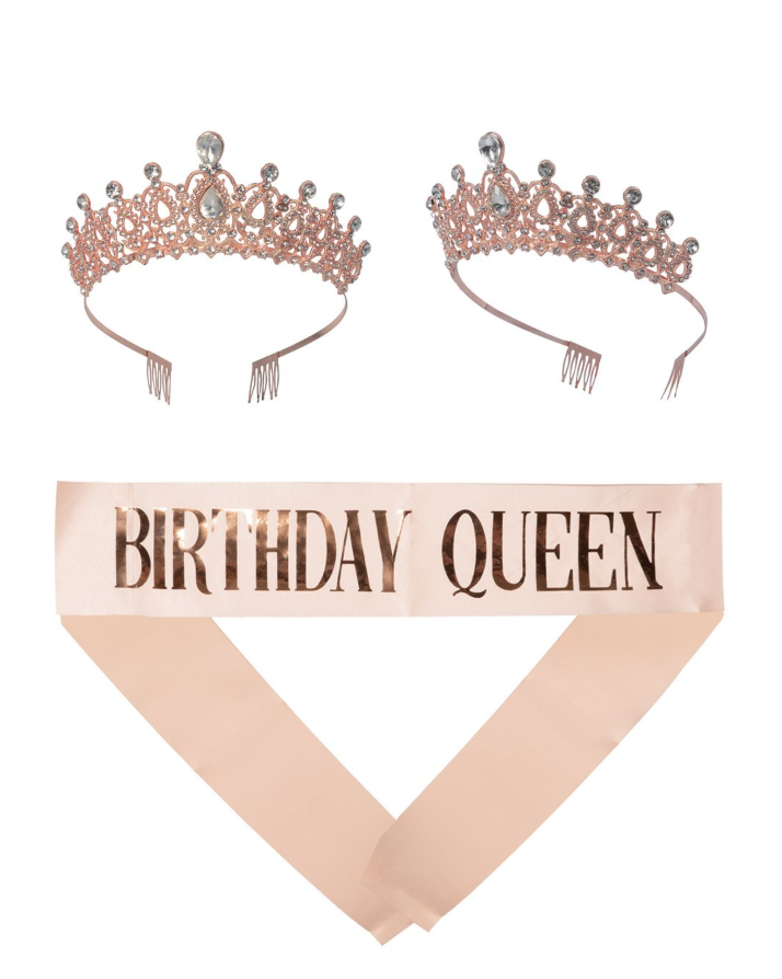 Diadem-mit-Schärpe-Set-roségold-Birthday-Queen