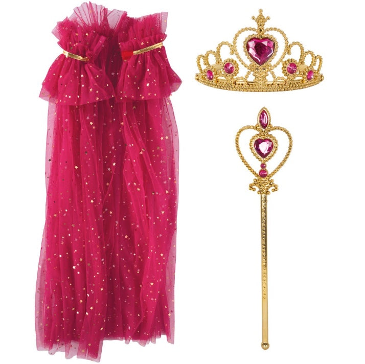 Prinzessinnen-Verkleidungsset-in-pink-Einheitsgrösse-Umhang-Tiara-Zepter