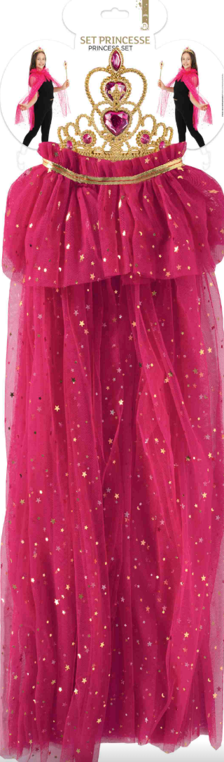 Prinzessinnen-Verkleidungsset-in-pink-Einheitsgrösse-Umhang-Tiara-Zepter