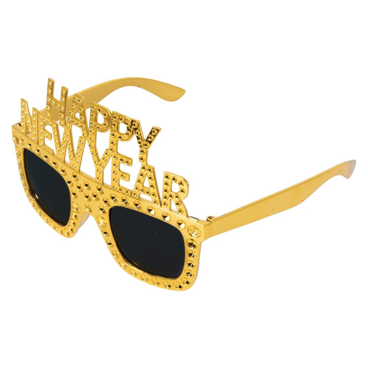 Partybrille Happy New Year, Silvester Partyspass, Gold, 1 Stück