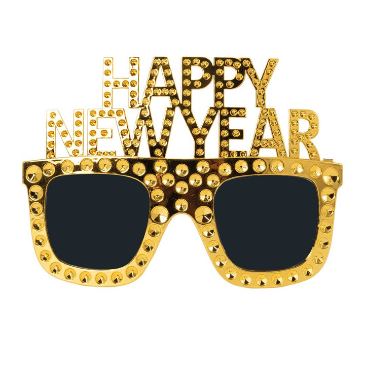 Partybrille Happy New Year, Silvester Partyspass, Gold, 1 Stück
