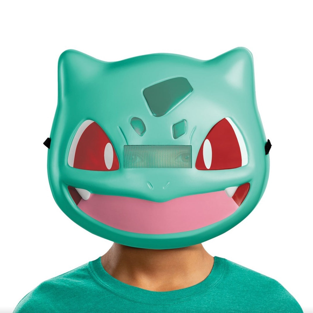 Pokemon-Bulbasaur-Maske-Kostüm-Zubehör-Kunststoff-Verstellbare-elastische-Träger-für-optimalen-Sitz