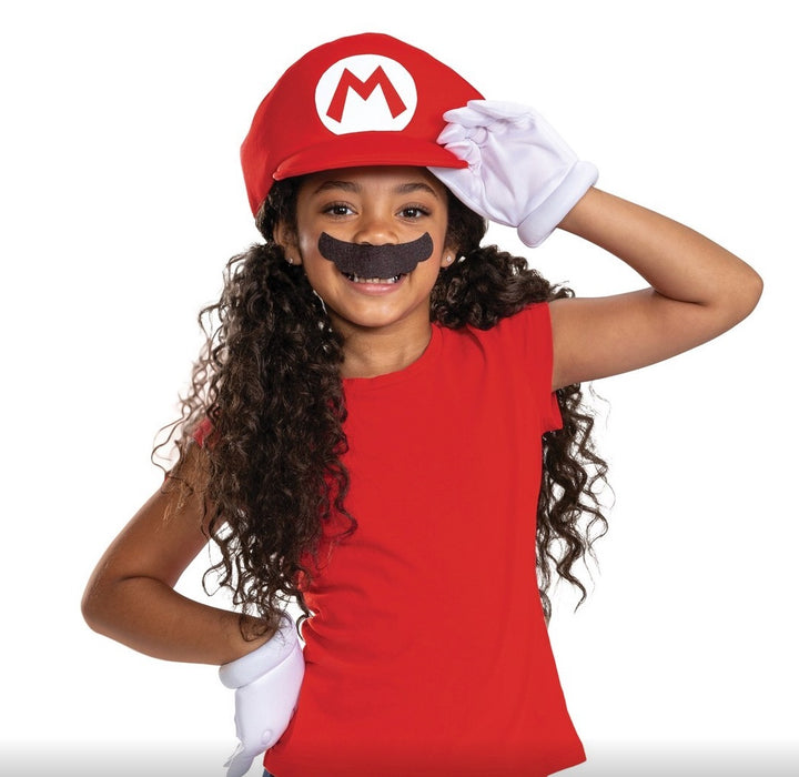 Super-Mario-Brothers-Classic-Kostüm-Zubehörset-für-Kinder-Hut-Handschuhe-&-Schnurrbart
