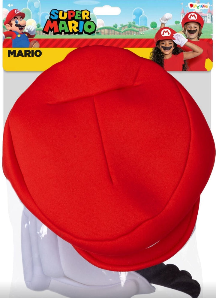 Super-Mario-Brothers-Classic-Kostüm-Zubehörset-für-Kinder-Hut-Handschuhe-&-Schnurrbart
