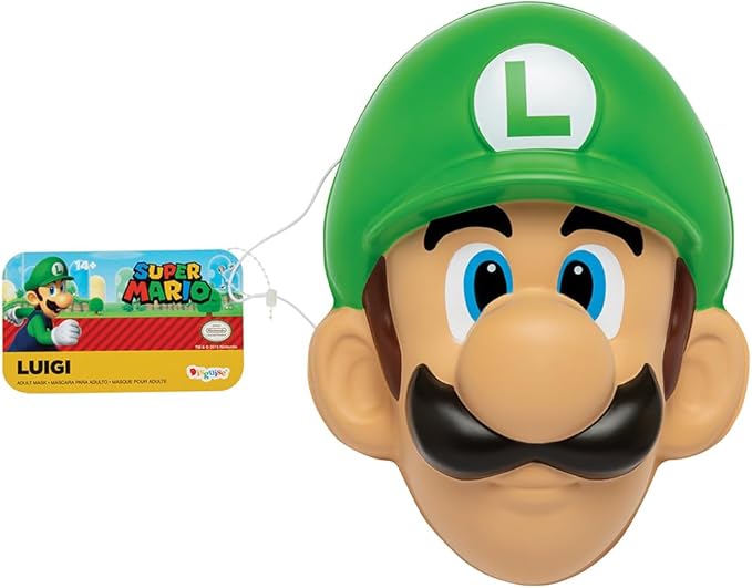 Super-Mario-Brothers-Maske-Luigi-Kostüm-Zubehör-für-Kinder-Kunststoff-20-3-x-39-4-x-10-2-cm-Verstellbare-elastische-Träger-18-Gramm