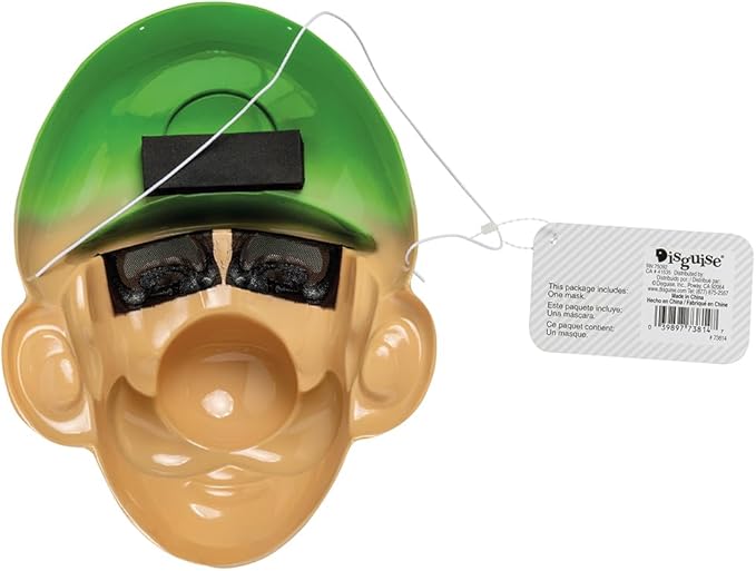 Super-Mario-Brothers-Maske-Luigi-Kostüm-Zubehör-für-Kinder-Kunststoff-20-3-x-39-4-x-10-2-cm-Verstellbare-elastische-Träger-18-Gramm