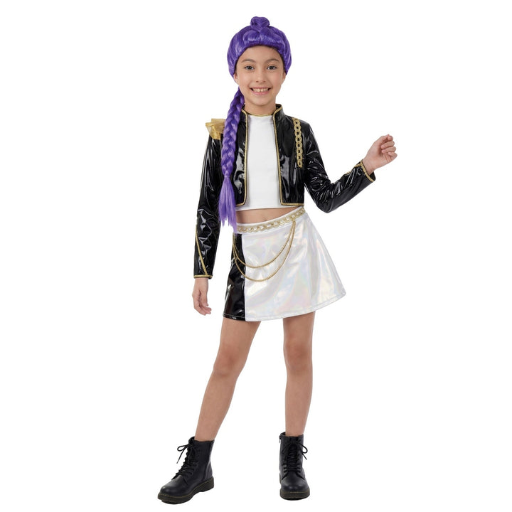 Perücke Sängerin mit Zopf, violett, , Kostümzubehör für Kinder für K-Pop Party