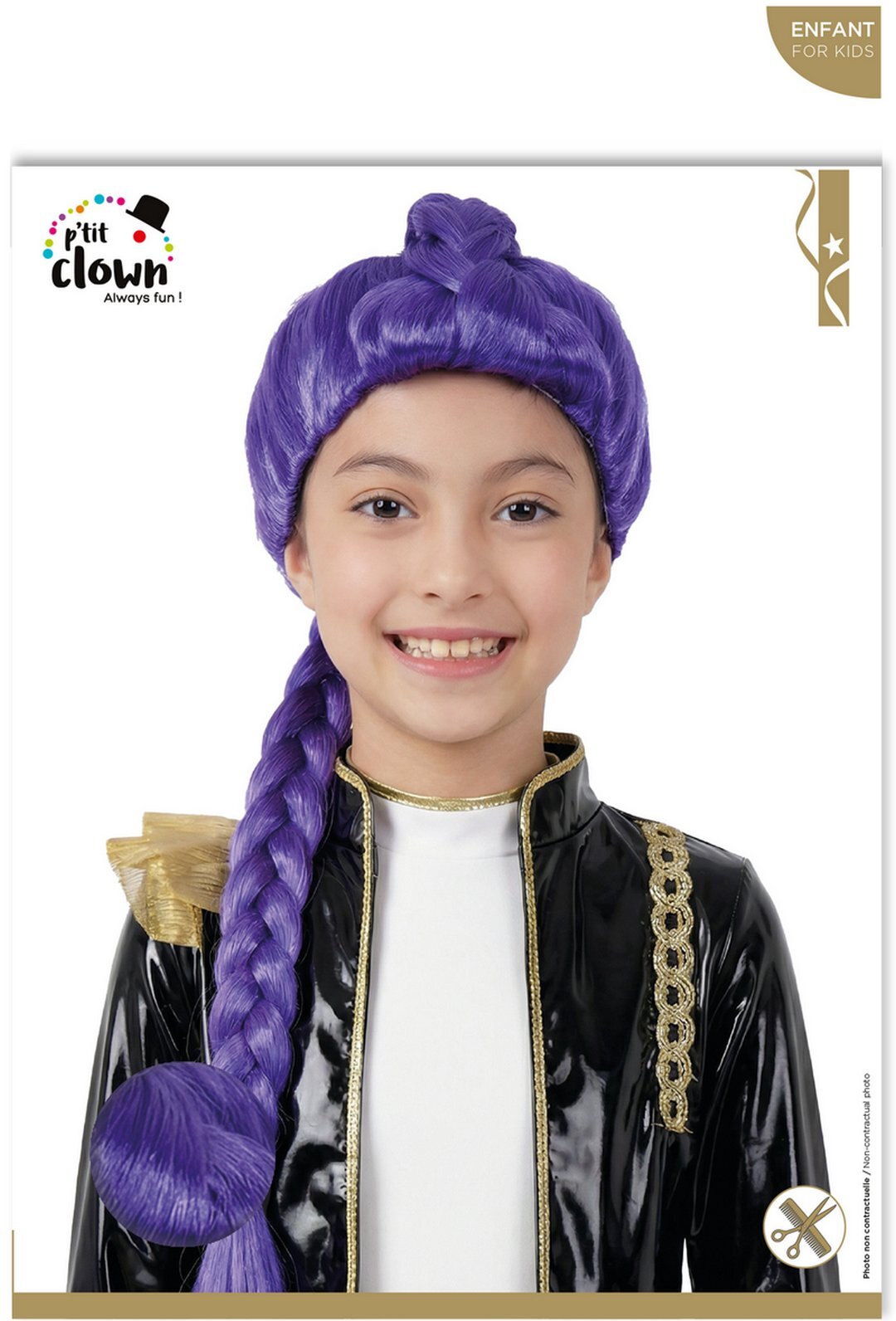 Perücke Sängerin mit Zopf, violett, , Kostümzubehör für Kinder für K-Pop Party