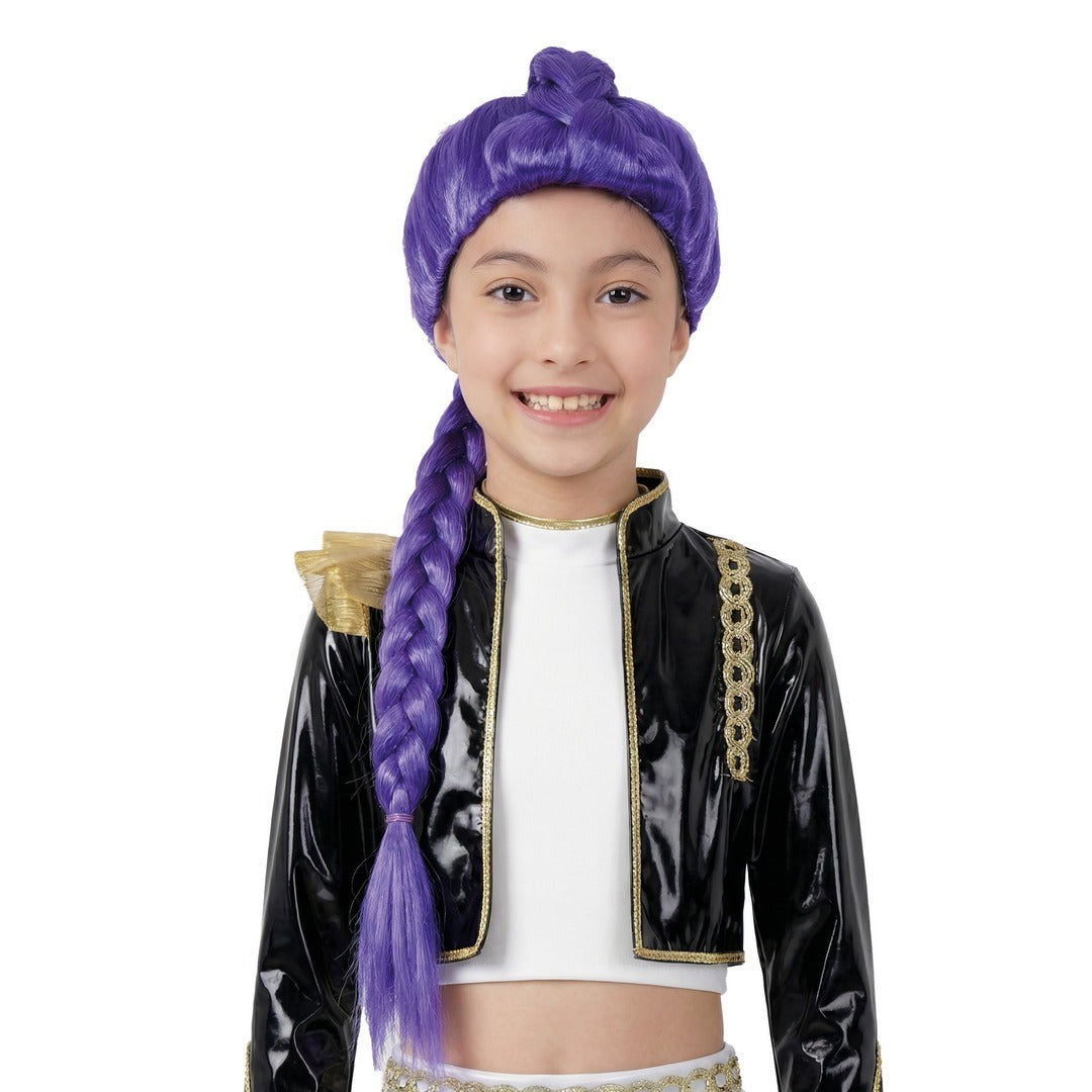 Perücke Sängerin mit Zopf, violett, , Kostümzubehör für Kinder für K-Pop Party