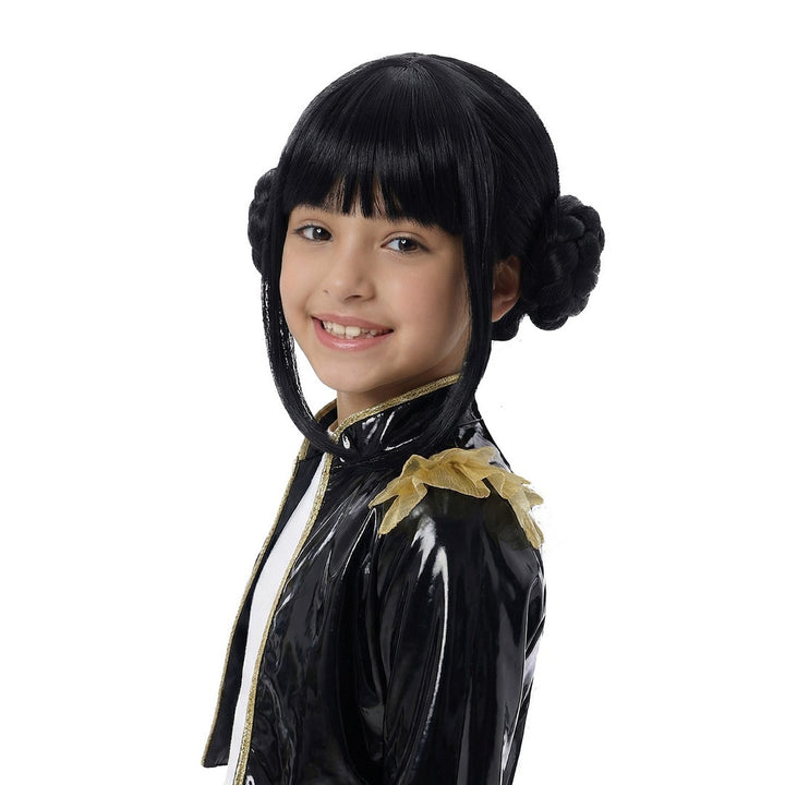 Perücke Sängerin schwarz, Kostümzubehör für Kinder für K-Pop Party