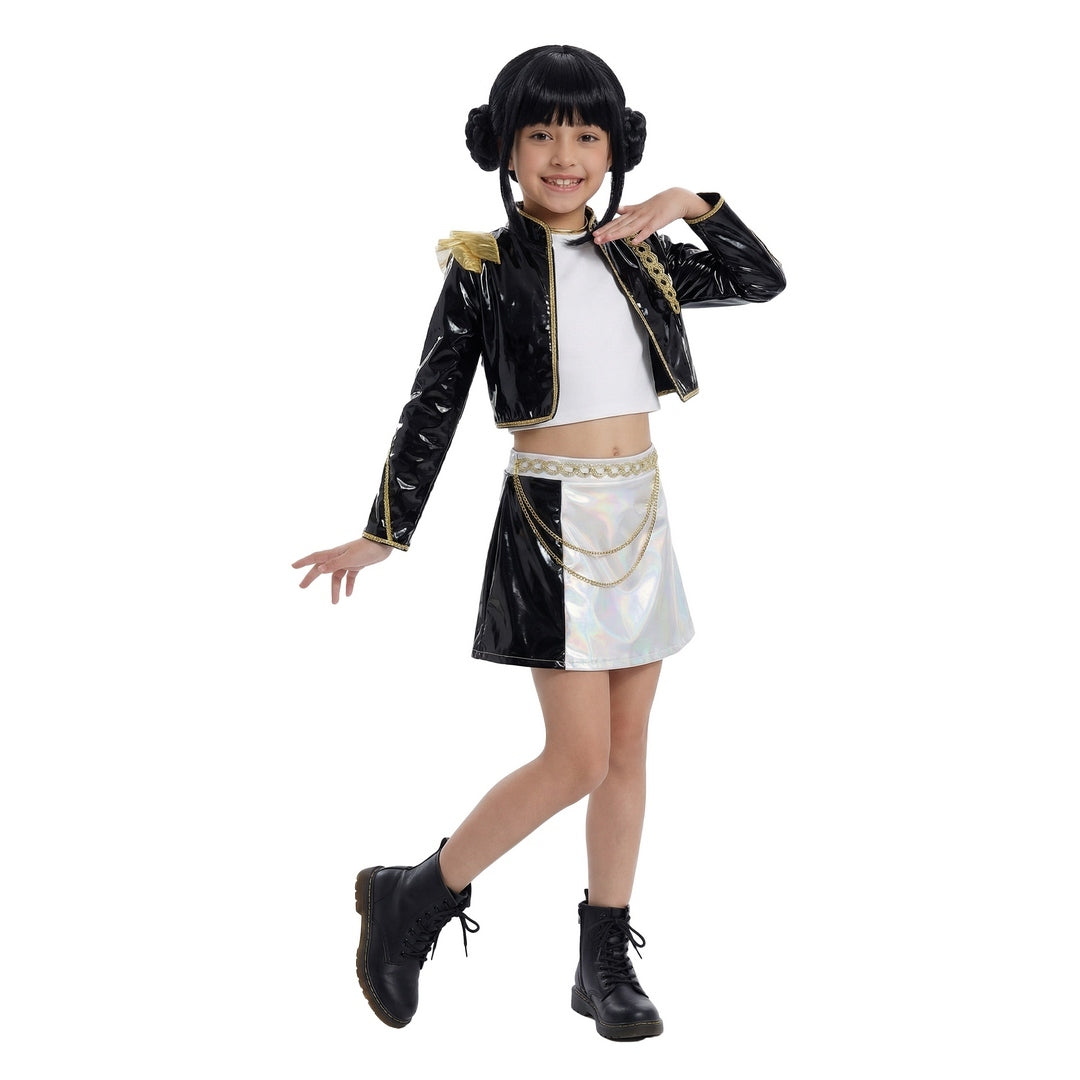 Perücke Sängerin schwarz, Kostümzubehör für Kinder für K-Pop Party