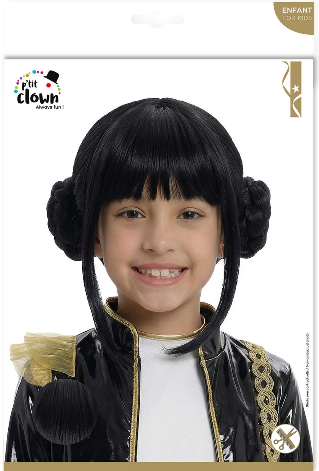 Perücke Sängerin schwarz, Kostümzubehör für Kinder für K-Pop Party