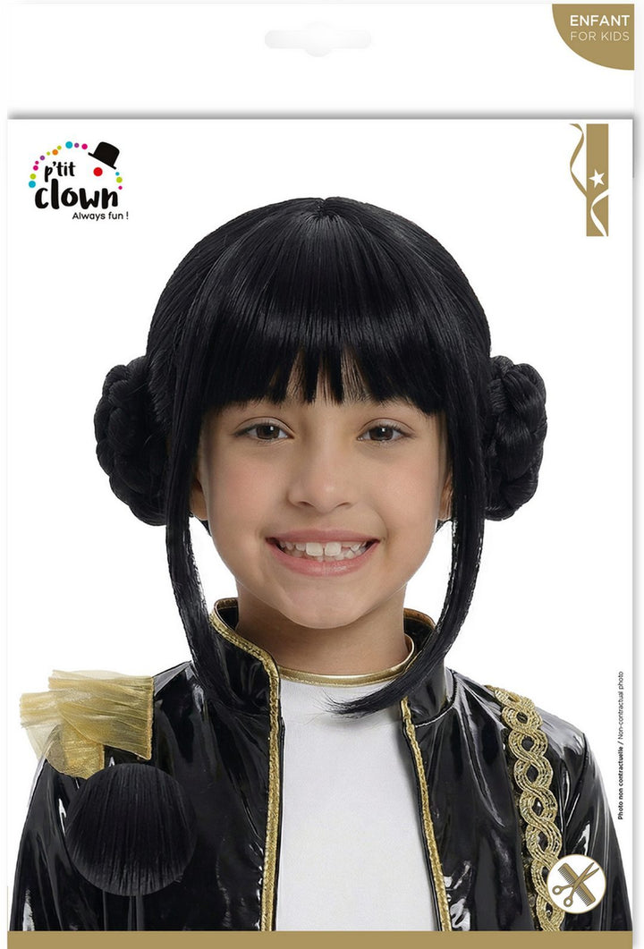 Perücke Sängerin schwarz, Kostümzubehör für Kinder für K-Pop Party