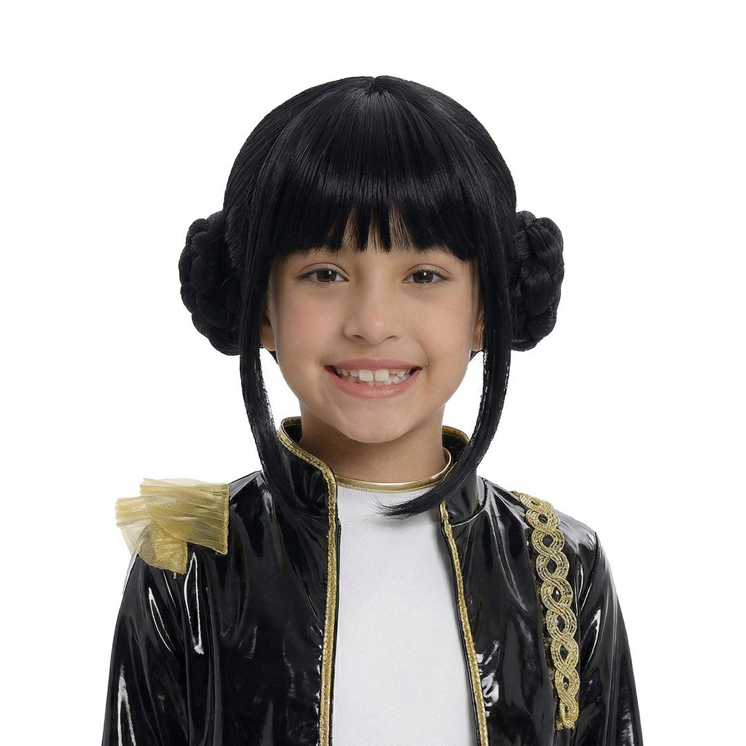Perücke Sängerin schwarz, Kostümzubehör für Kinder für K-Pop Party
