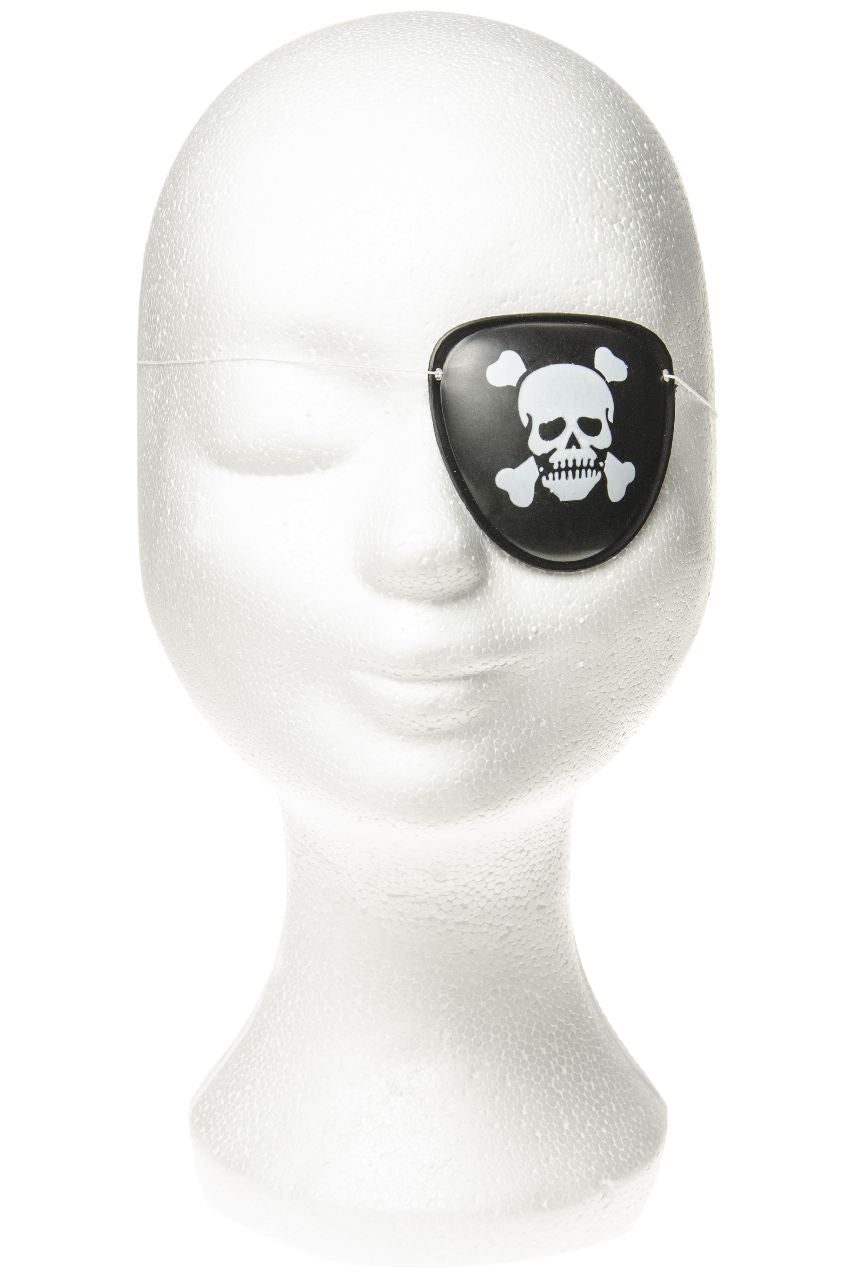 Piraten-Augenklappe, schwarz mit Totenkopf, 1Stk kinderparties-shop