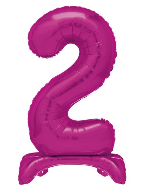 Stehende pinke Zahlen Folienballone, Nummer 1-9 und 0, 86 cm