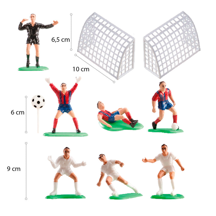 Fussball Tortenfiguren Set, Kuchendeko für Torte, 10-teilig, 9-10 cm