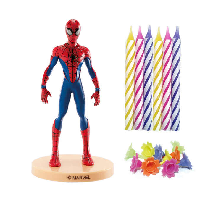 Spiderman-Tortenfiguren-Set-mit-10-Kerzen-und-Haltern-Superhelden-21-teilig