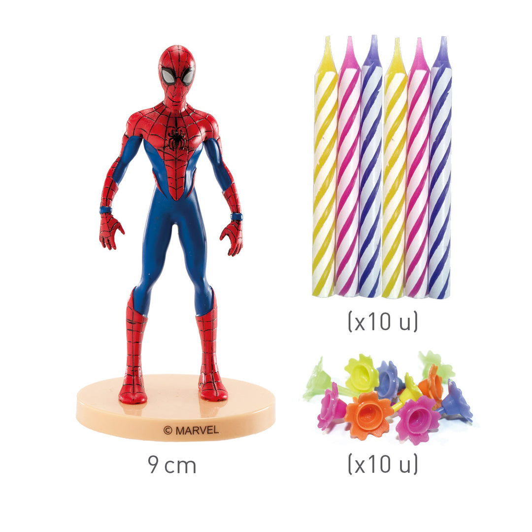 Spiderman-Tortenfiguren-Set-mit-10-Kerzen-und-Haltern-Superhelden-21-teilig