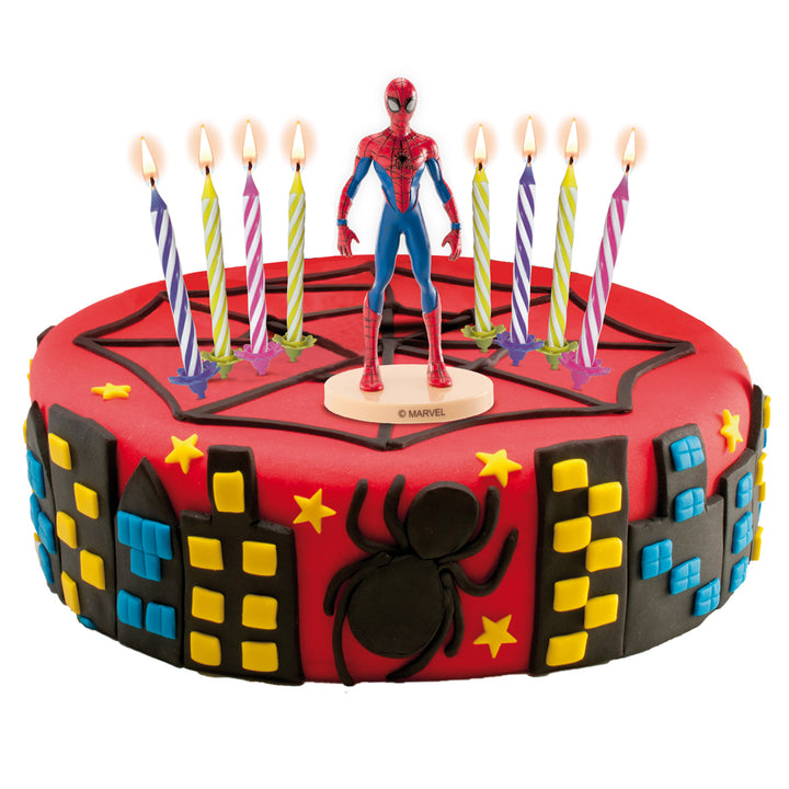 Spiderman-Tortenfiguren-Set-mit-10-Kerzen-und-Haltern-Superhelden-21-teilig