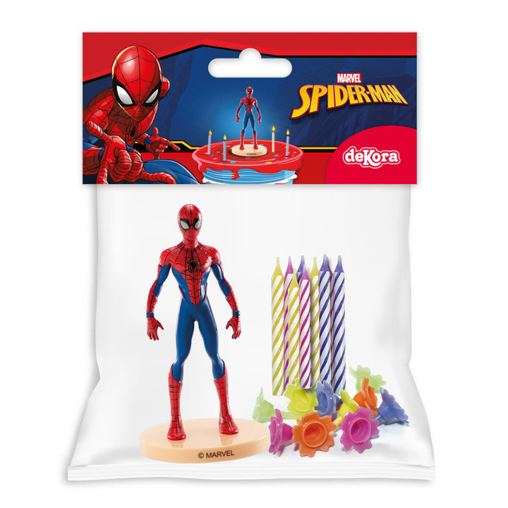 Spiderman-Tortenfiguren-Set-mit-10-Kerzen-und-Haltern-Superhelden-21-teilig