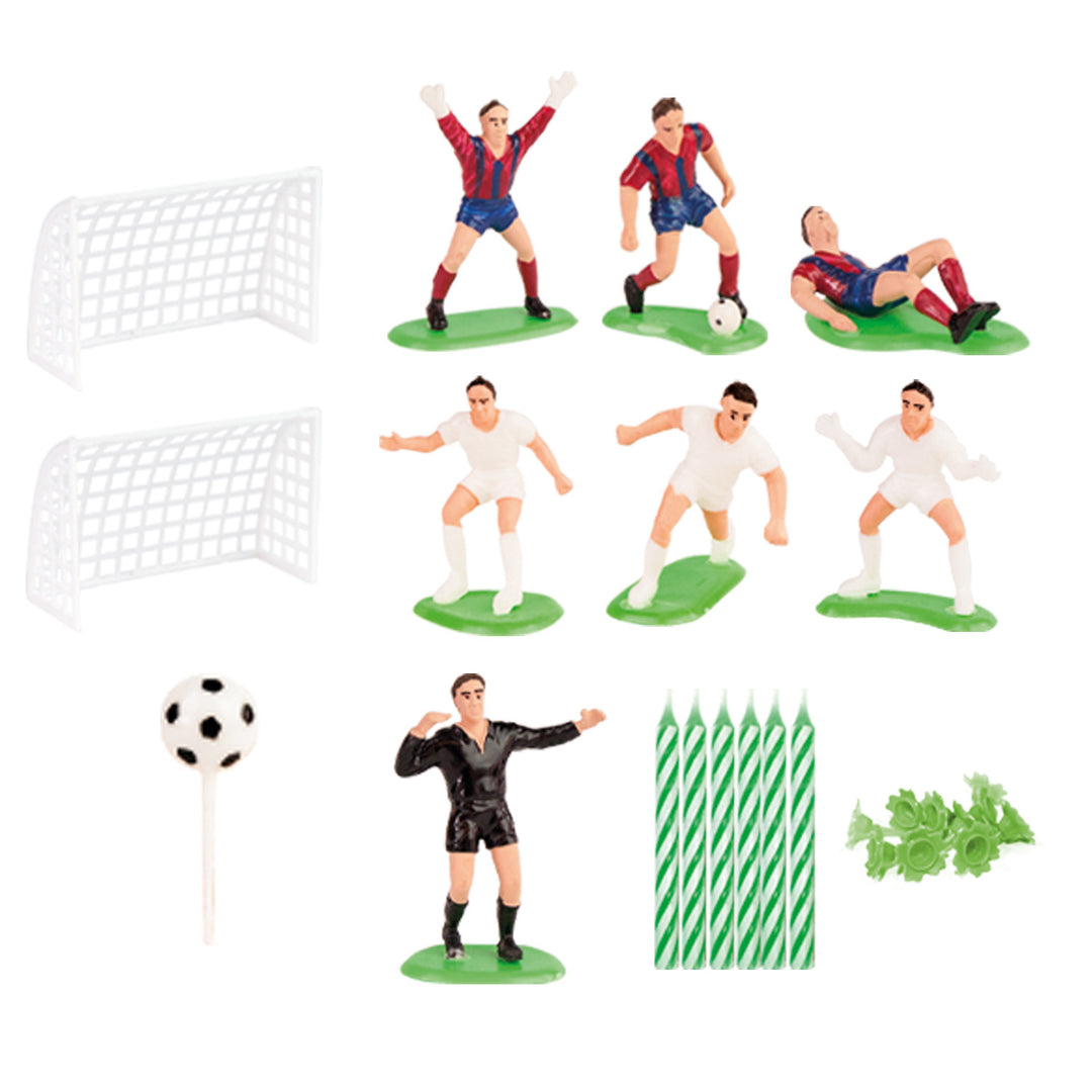 Fussball-Tortenfiguren-Set-Kuchendeko-mit-Kerzen-30-teilig