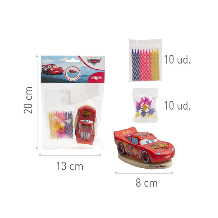 Tortenfigur Set Cars, Lightning McQueen mit Kerzen, 13-teilig