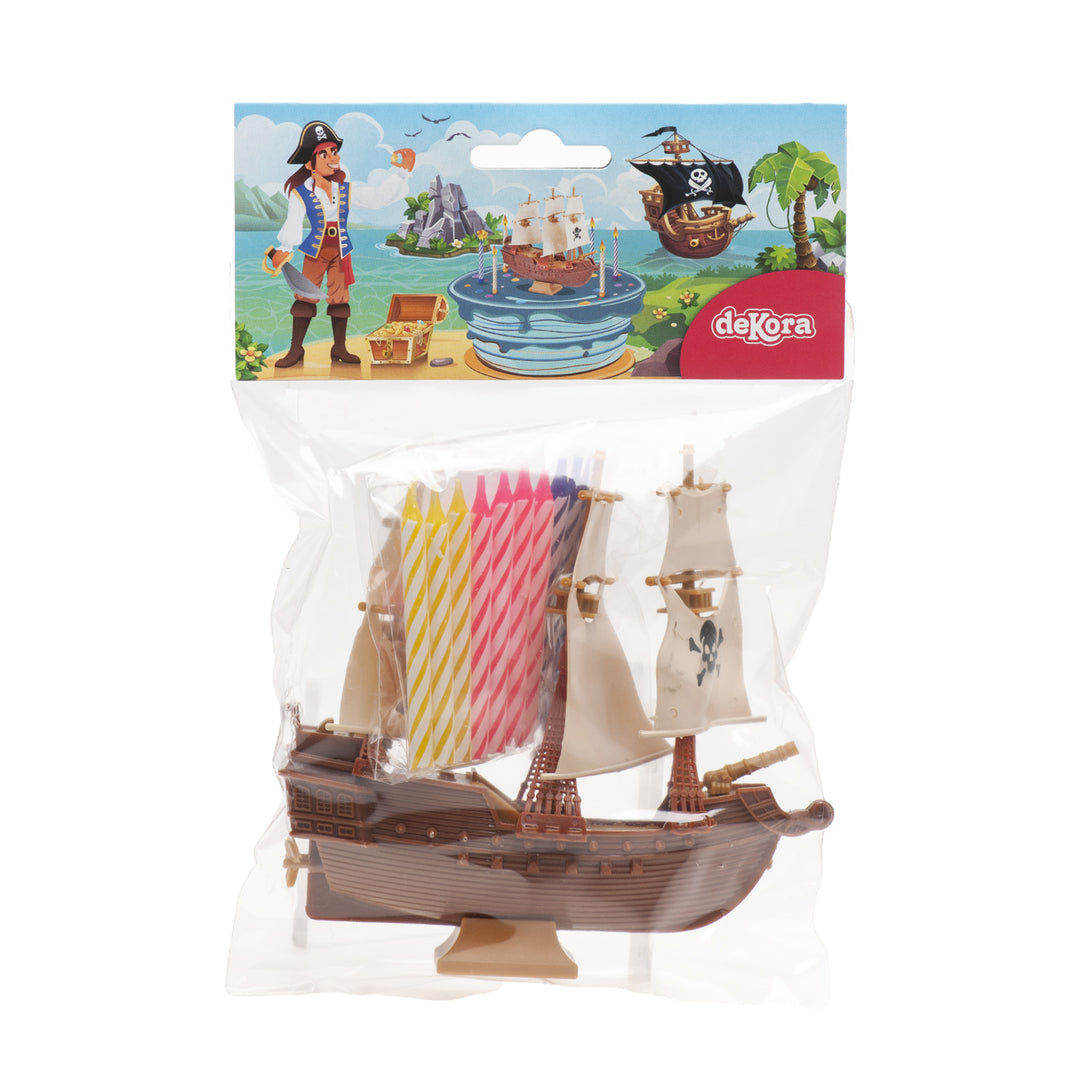 Tortendeko-Piratenschiff-Set-mit-10-Kerzen-und-Haltern-21-teilig