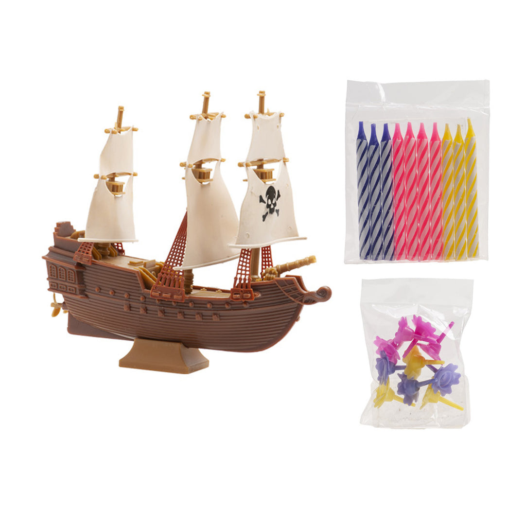 Tortendeko-Piratenschiff-Set-mit-10-Kerzen-und-Haltern-21-teilig