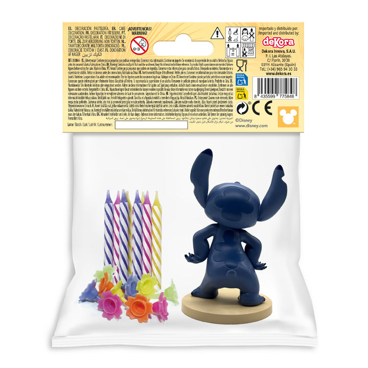 Stitch Tortenfigur Set mit 6 Kerzen und Haltern, 13-teilig
