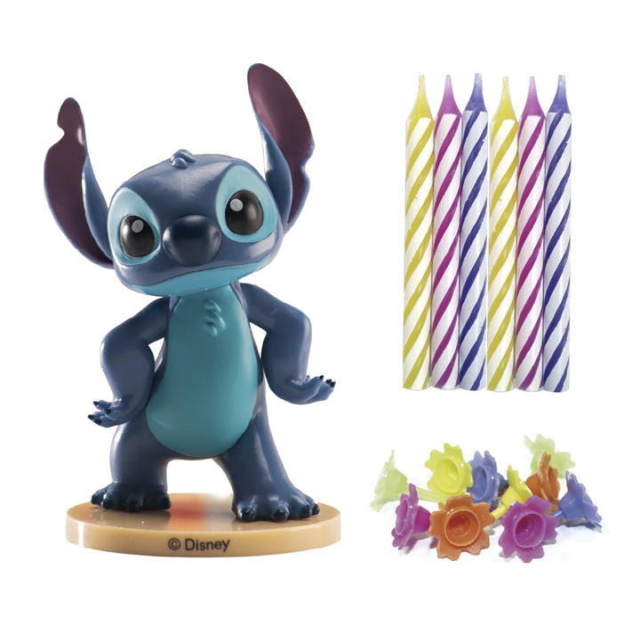Stitch Tortenfigur Set mit 6 Kerzen und Haltern, 13-teilig