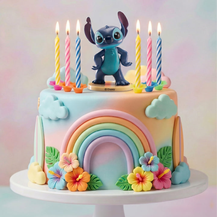 Stitch Tortenfigur Set mit 6 Kerzen und Haltern, 13-teilig