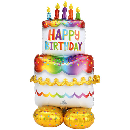 Geburtstagskuchen AirLoonz, Happy Birthday Folienballon, 1 St., 68 x 134 cm image
