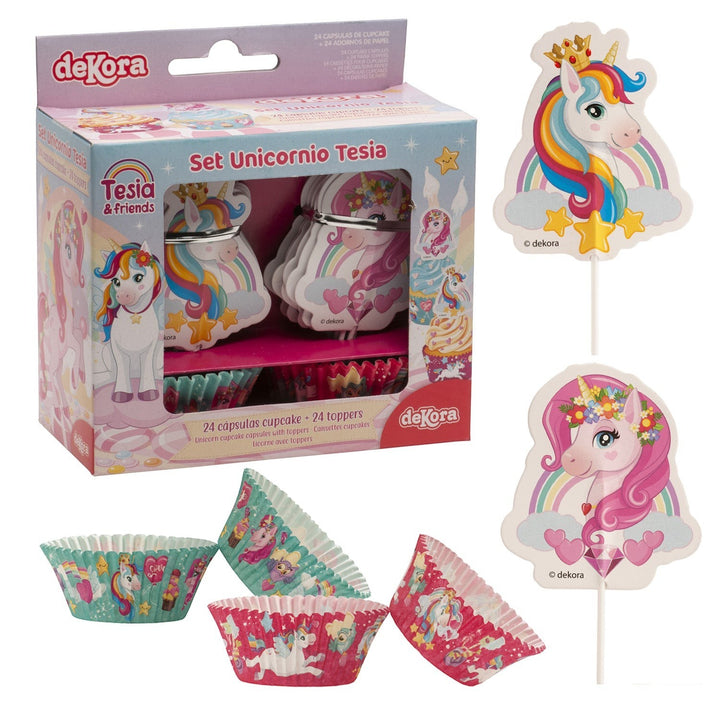 Muffinförmchen-Set-Einhorn-mit-Picker-48-teilig-für-24-Muffins