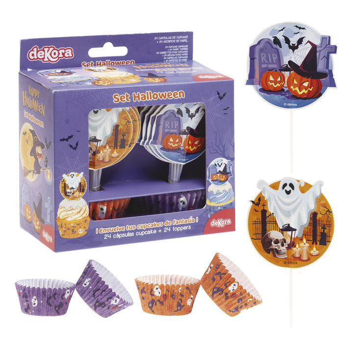 Halloween-Muffin-Set-Muffinförmchen-&-picker-48tlg-für-24-Muffins