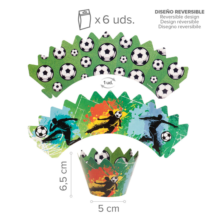 Fussball Muffin Deko Set, Picker und Banderolen, 12-teilig, für 6 Muffins