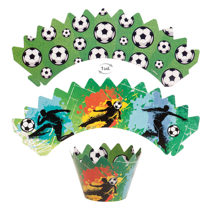 Fussball Muffin Deko Set, Picker und Banderolen, 12-teilig, für 6 Muffins