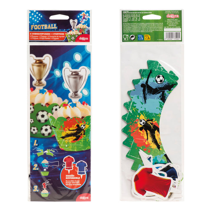 Fussball Muffin Deko Set, Picker und Banderolen, 12-teilig, für 6 Muffins