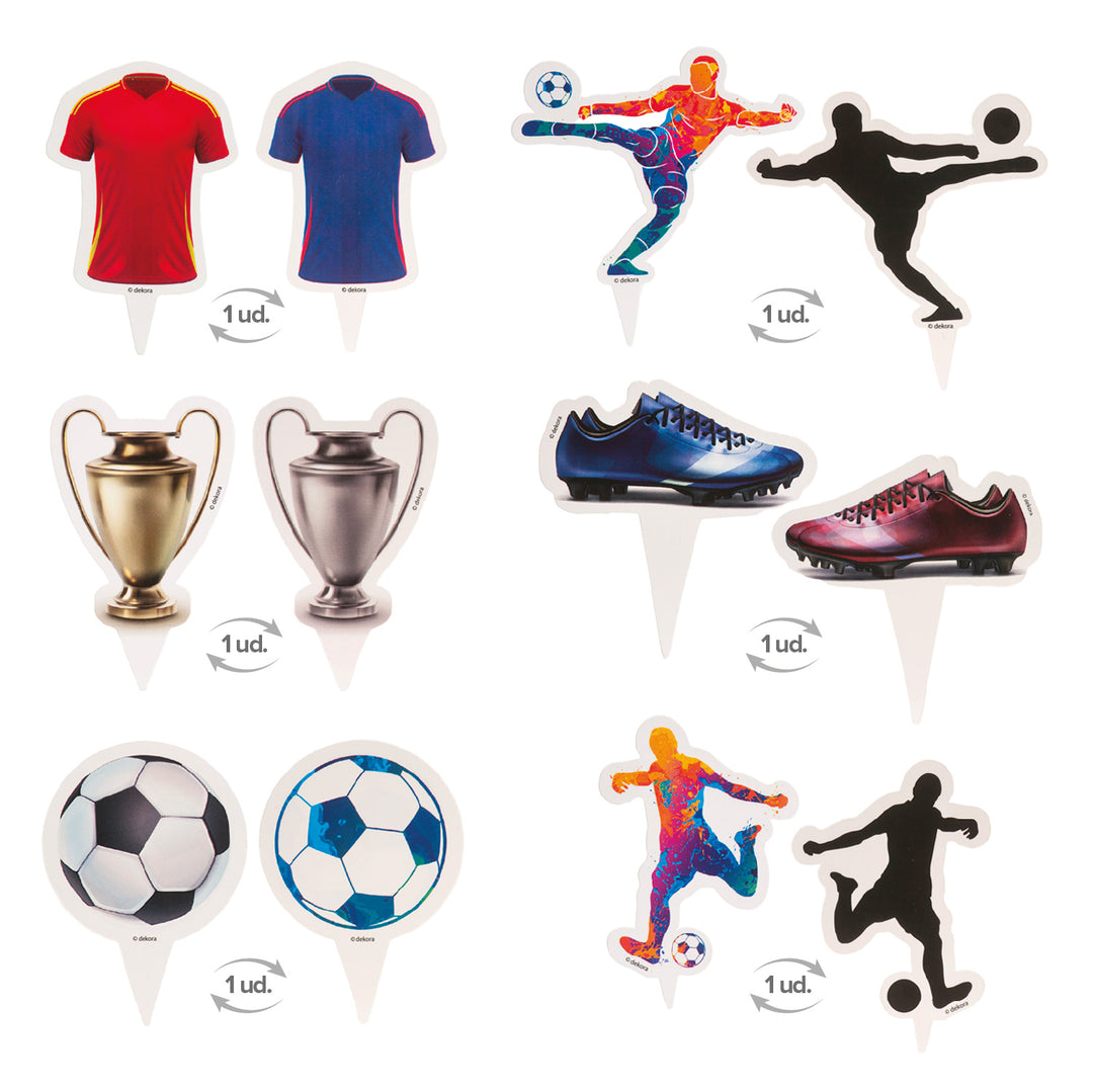 Fussball Muffin Deko Set, Picker und Banderolen, 12-teilig, für 6 Muffins