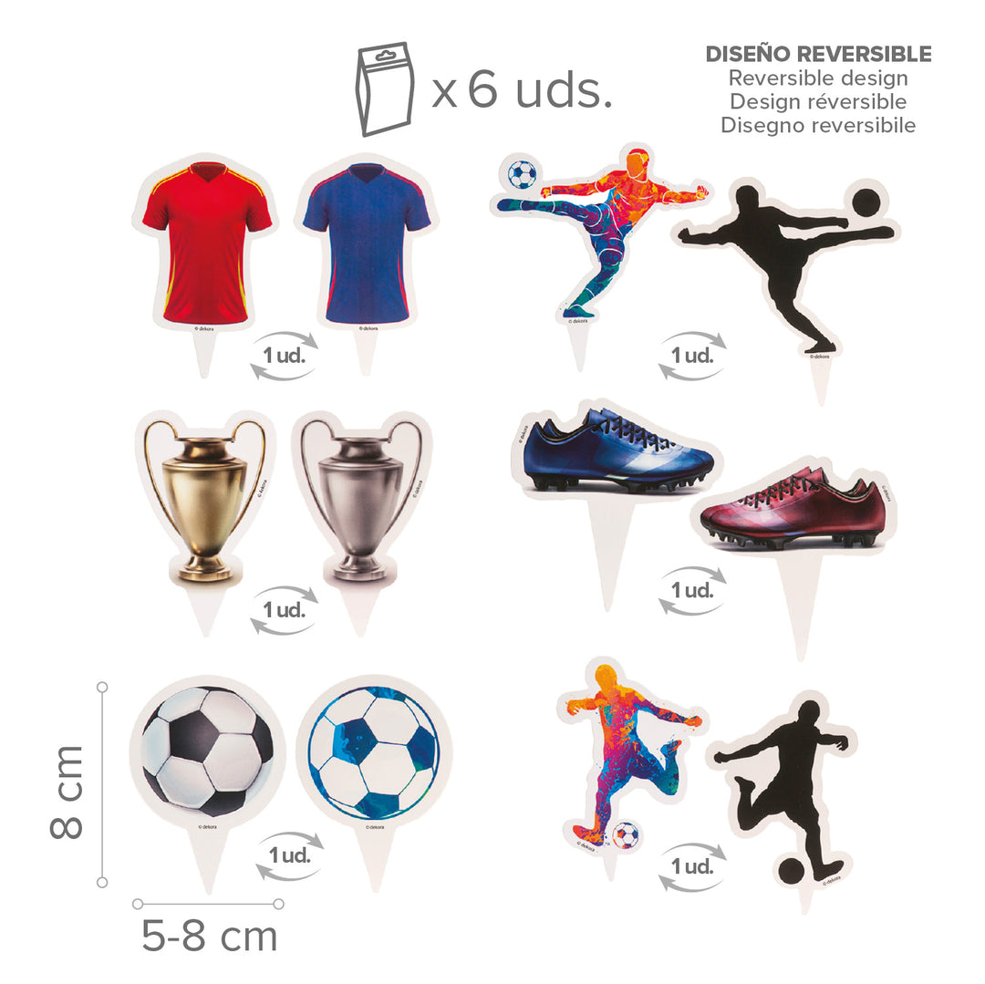 Fussball Muffin Deko Set, Picker und Banderolen, 12-teilig, für 6 Muffins