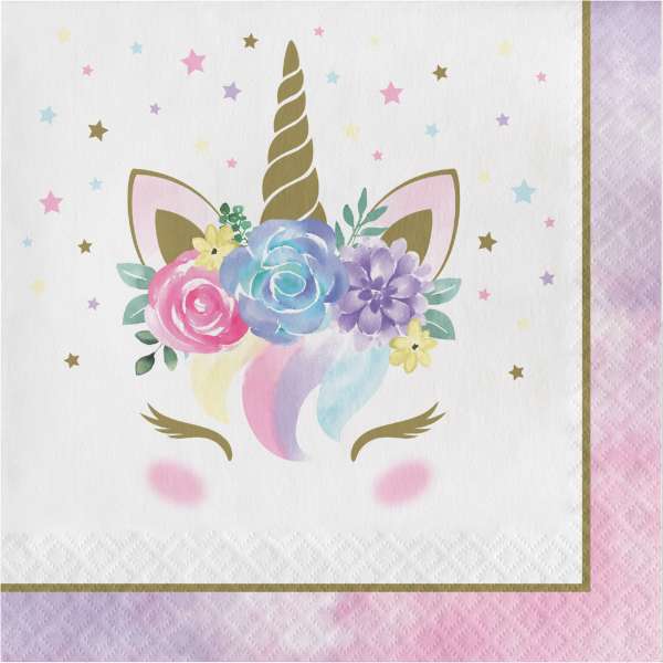 Servietten Baby Einhorn, 16 Stück, 33x33 cm kinderparties-shop